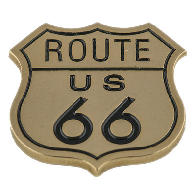 Gold Tone Route 66 Mother Road US Biker USA Metal Pin Button Badge 0718