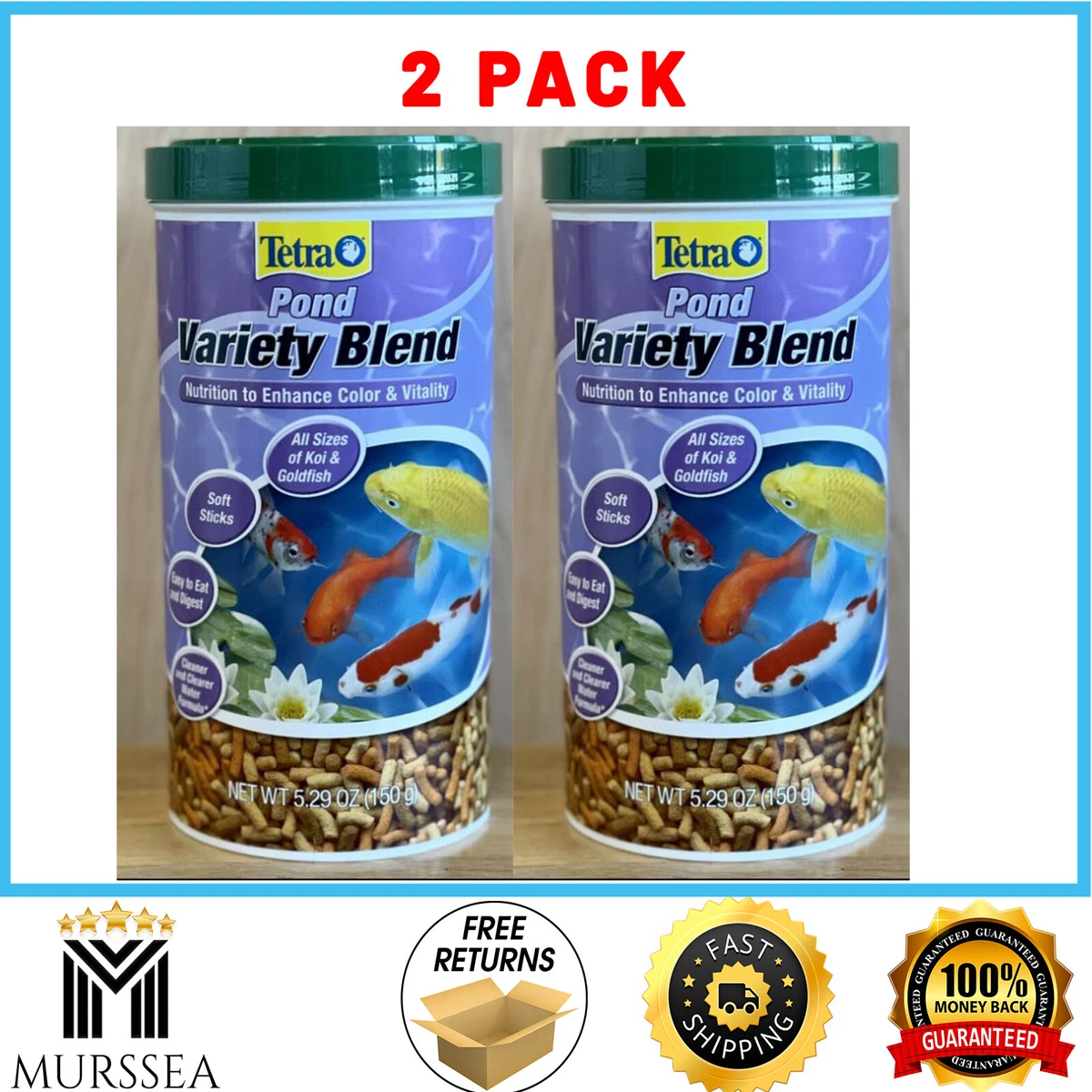 2-Pack Tetra Pond Variety Blend Koi & Goldfish Sticks Fish Food Nutrition  5.29Oz