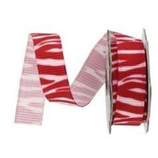 Mini Spool Ribbon Grosgrain Zebra Print - Red/white 6ft