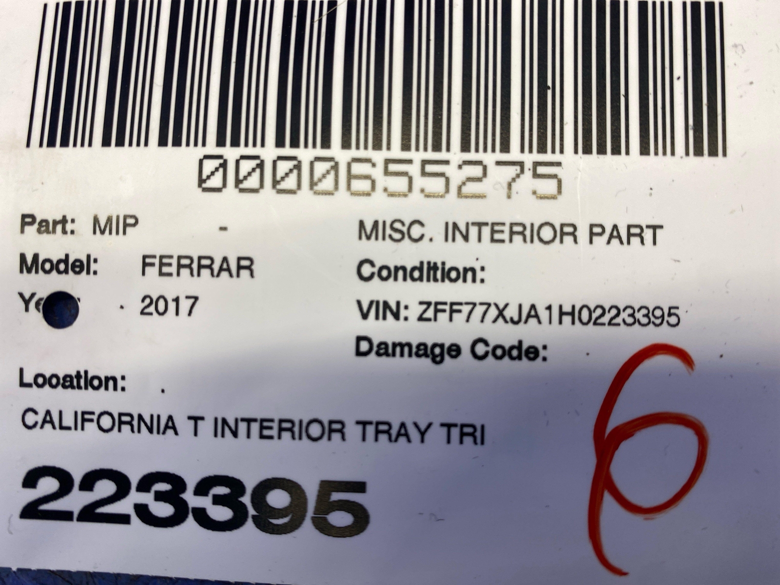 2015 2016 2017 2018 FERRARI CALIFORNIA T INTERIOR TRAY TRIM COVER PANEL 86128700