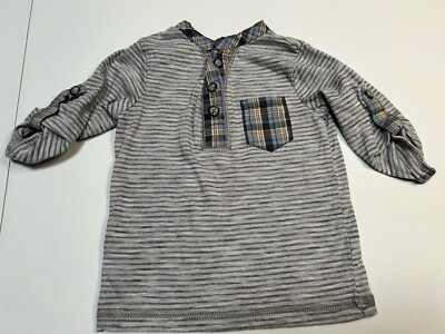 Genuine Kids Striped Knit Gray Shirt Boys Size 18M
