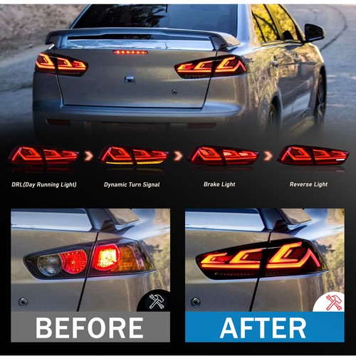Smoke LED Tail Light For Mitsubishi Lancer-ex SEDAN 07-18 Evo X Replace OEM - Picture 2 of 11