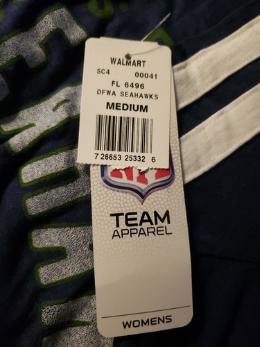 Seattle Seahawks~ Short Sleeve T-Shirt Top Blue Scoop V-Neck Ladies Womens NWT M - Picture 5 of 7