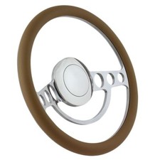 14 Universal Polished Steering Wheel Tan Wrap Nostalgia Style