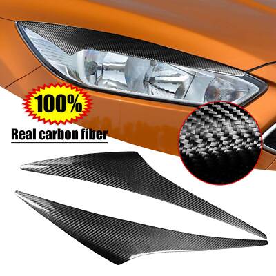 Carbon Fiber Eyelids Eyebrows Lids Headlight Trim Covers For Ford Focus 2015-17