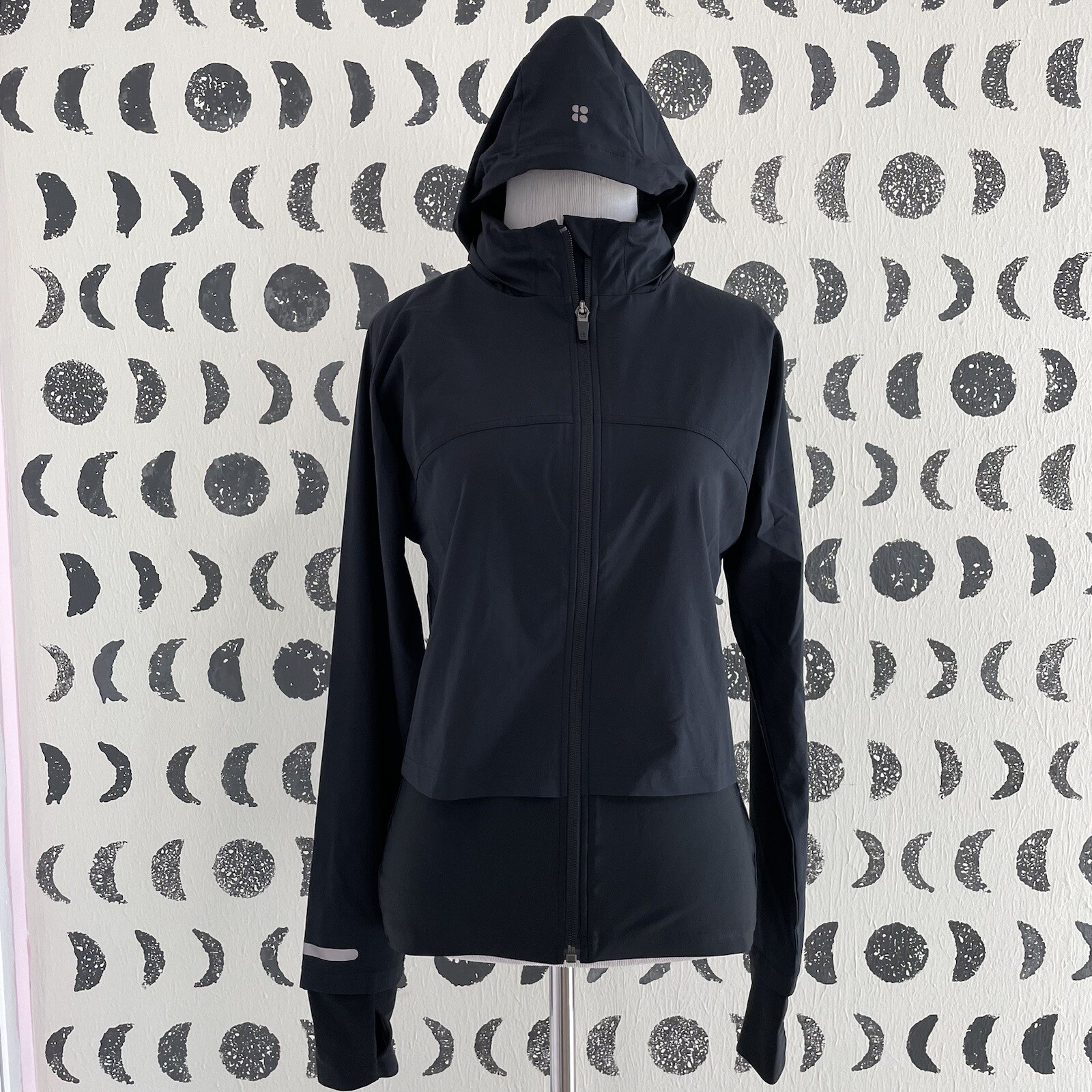 Sweaty Betty Womens Fast Track Running Jacket XXS Black Athletic Hooded Zip Up