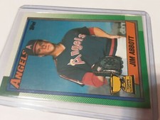 1990 topps baseball card, Jim Abbott ,card #675, multiple errors              