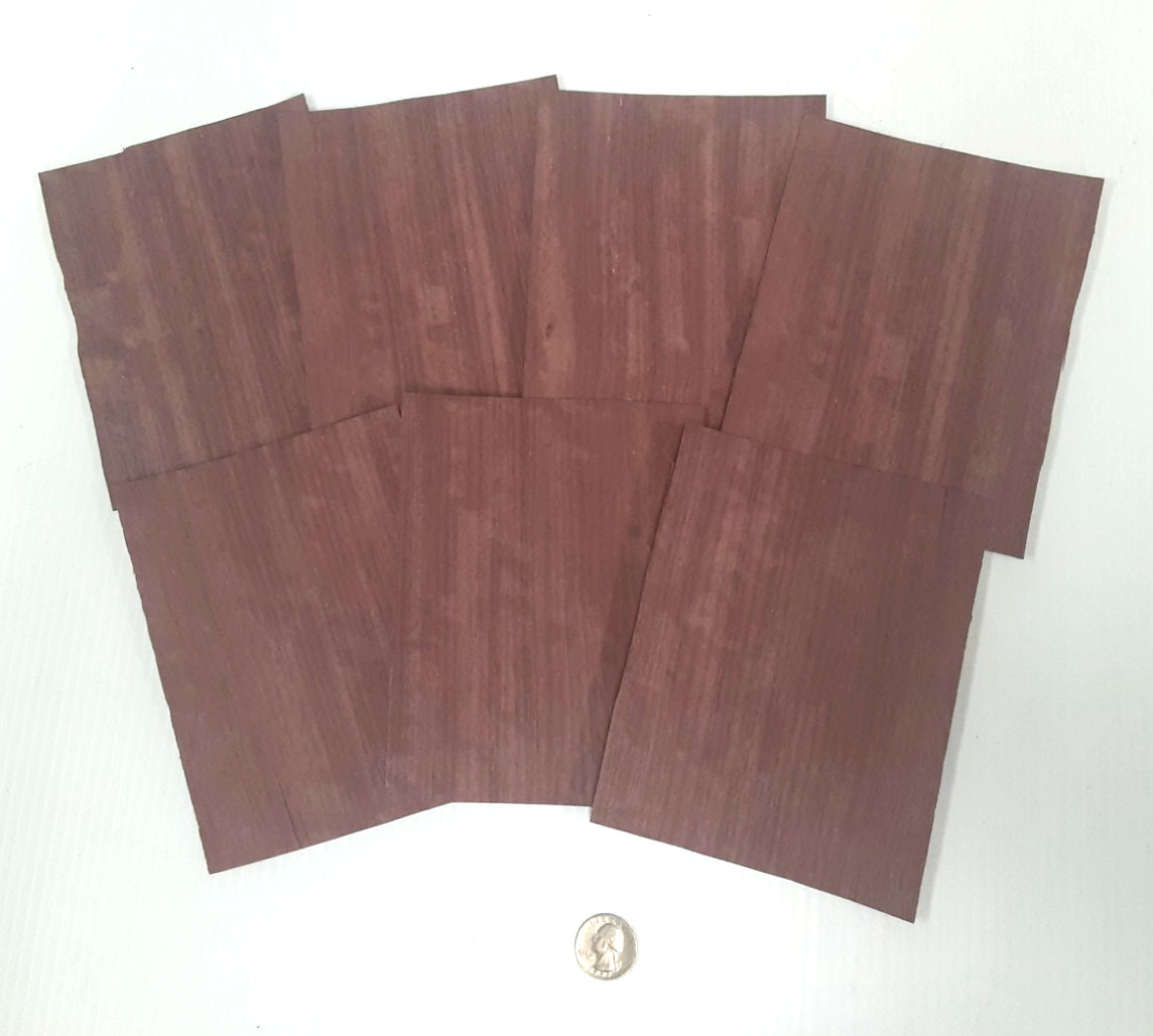 1 Lot Of 7pcs Light Figured Purpleheart Raw Veneer Shorts, Lot #4651