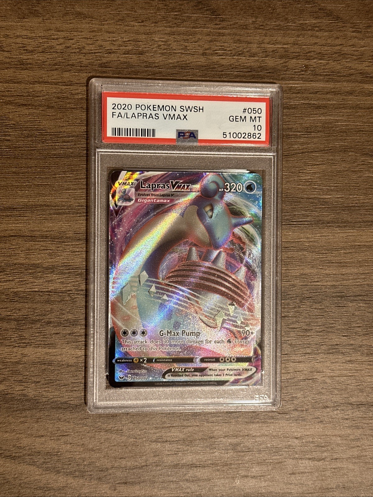 Pokemon TCG Vmax Lapras 050 Sword & Shield Holo PSA Graded Gem 10