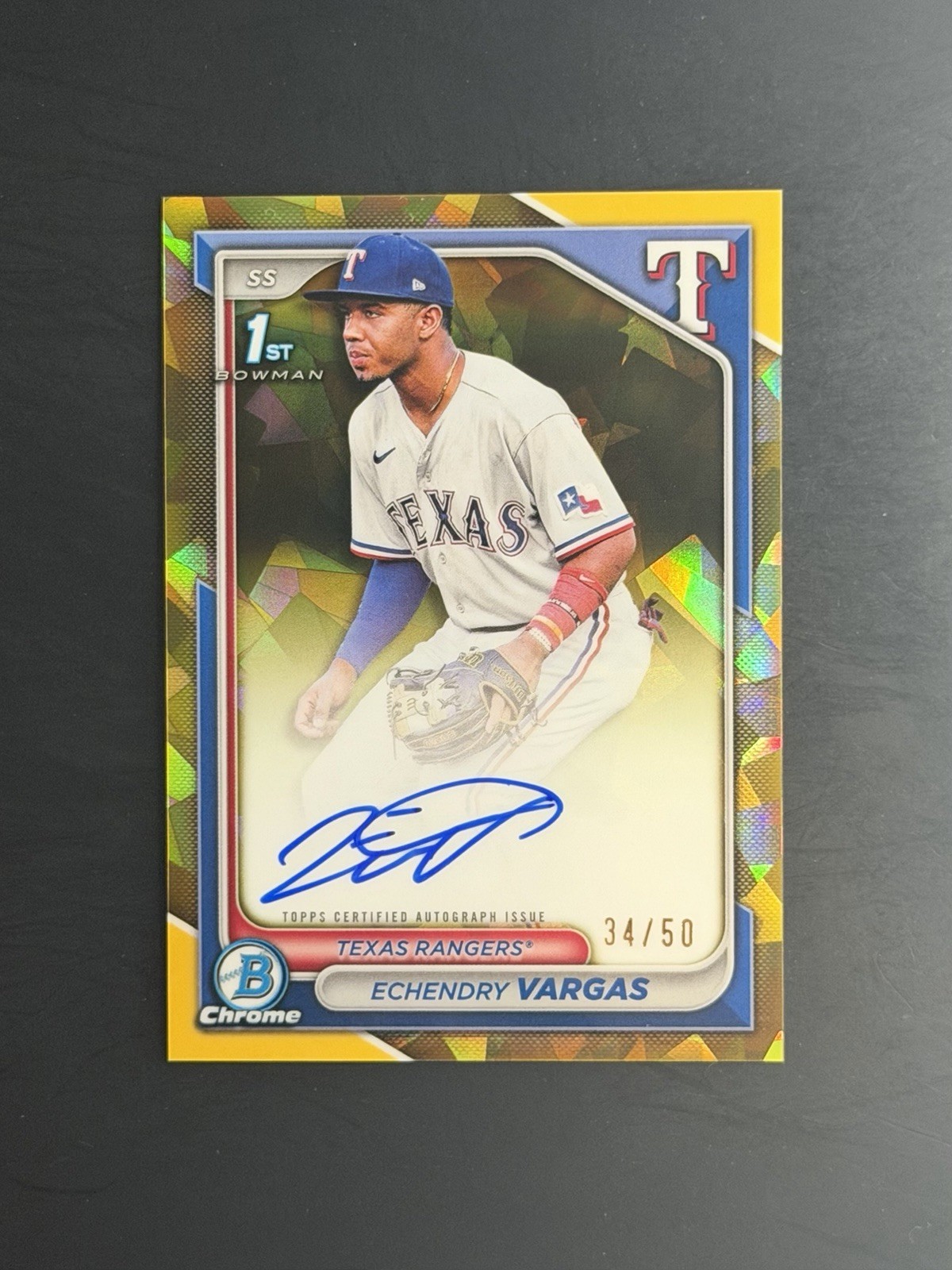 2024 Bowman Chrome Sapphire Echedry Vargas 1st Bowman Prospect Gold Auto /50