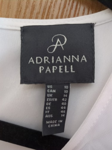 Adrianna Papell Leaf-Embroidered A-Line Dress White Blue Size 10 New With Tags - Picture 6 of 6