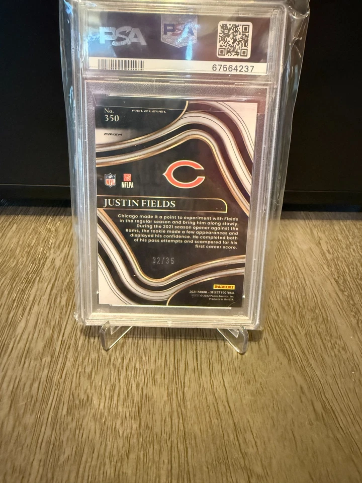 2021 Select #350 Justin Fields White Prizm /35 PSA 9 - Image 2 of 3