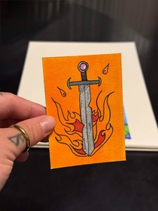 aceo original art 'Sword of Flames' #5/6 Sorcery Edition trading cards brijnsn