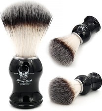 Shaving Brush for Men, Black Handle Men's Shave Cream & Soap Brush (skull)