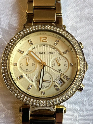 Orologio da polso Michael Kors Parker tono oro cronografo cristallo pavè MK5354