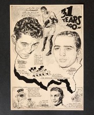 1953 Boxing Artwork US Title Gene Tunney Bobo Olson Fighters Carroll Art Vintage