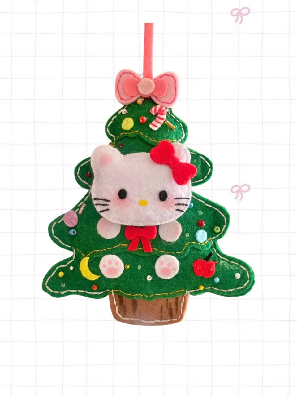 Adorno Gatito Fieltro Kawaii | Decoración Árbol de Navidad Hecho a Mano | Fieltro Plus