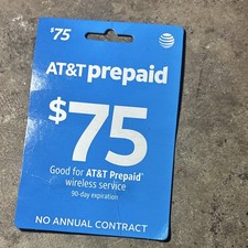 AT T Prepaid 75 Wireless Service Card 90-Day Expiration Prepaid Minutes Data