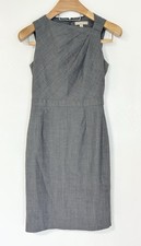 Banana Republic Sheath Dress Sz 4 Gray Wool Ruched Sleeveless Career Modest