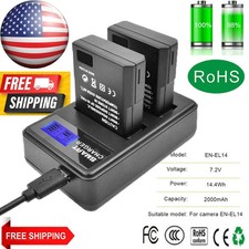 2X EN-EL14a Battery Charger for Nikon D5100 D5300 D3500 D3200 D5600 5300 Camera