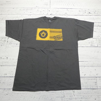#ad Rusty Shirt Mens 3XL Gray Yellow Graphic Crown Logo Skate Surf Streetwear $14.43