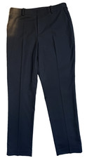 Uniqlo Women M Dress Pants Pull On Black Stretch Polyester Blend Tapered Mid-Ris