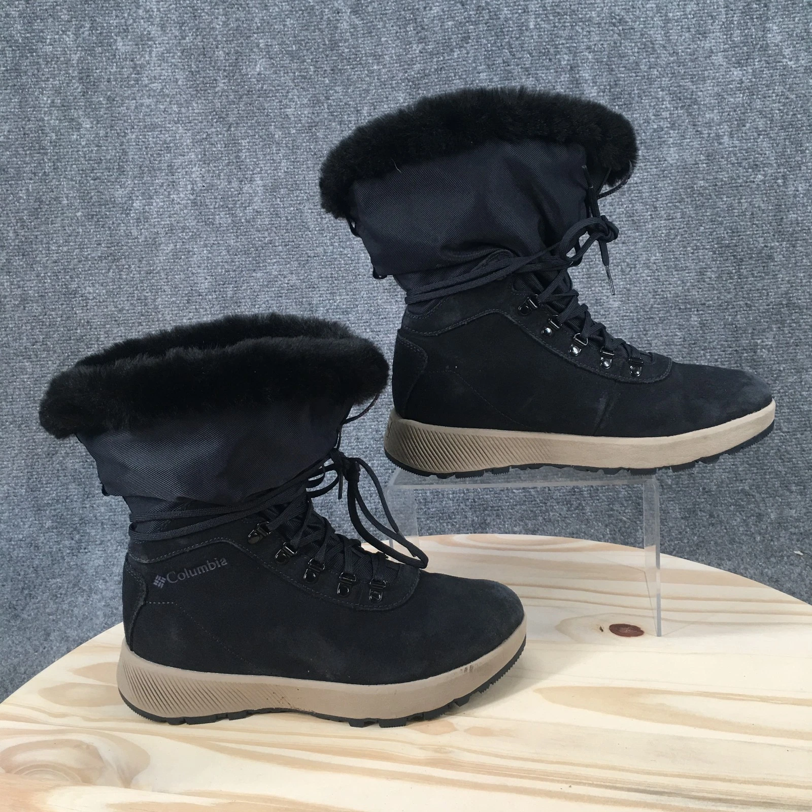 Columbia Boots Womens 6.5 M Winter Snow Black Leather Lace Up Casual BL0150-444