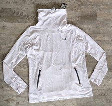 NWT Under Armour Womens Large White Long Sleeve Sweatshirt High Neck Loose Fit