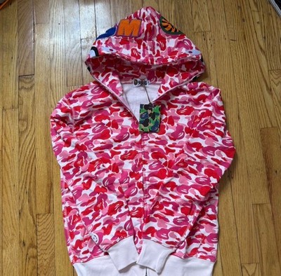 *AUTHENTIC* A Bathing Ape BAPE full-zip pink hoodie size M