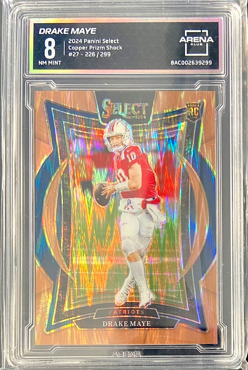 2024 Panini Select Drake Maye RC Concourse Copper Shock Prizm /299 #27 AC 8