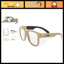Safety Glasses for Construction - Coyote Tan Frame, Clear Lens, Anti-Fog, UV Pro