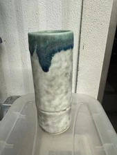 McCarty’s Pottery Jade Bamboo Vase Glazed Edge Beautiful