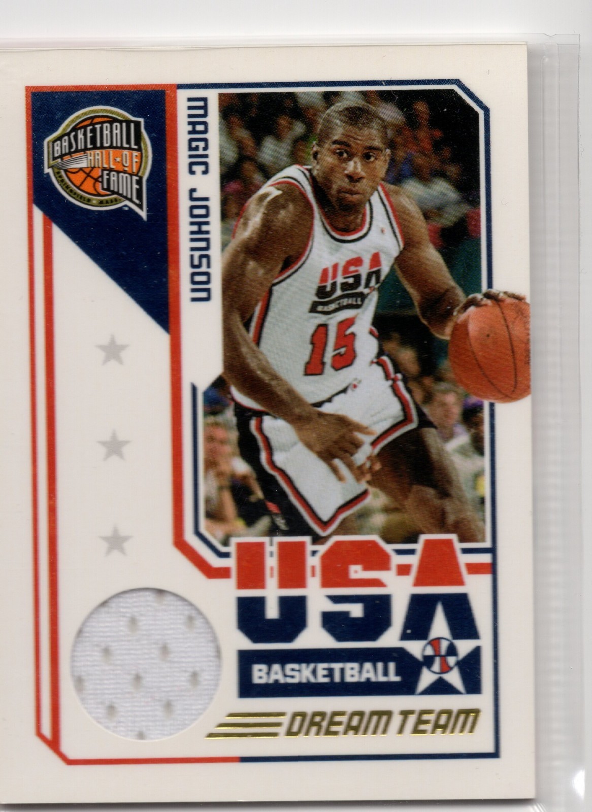 2009-10 Panini Hall of Fame Dream Team Game Threads 2 Magic Johnson USA 198/750