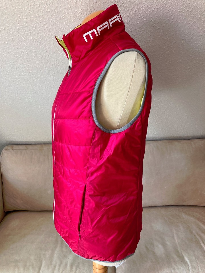 Marine Pool Great Women's Quilted Vest Size S Pink With Yellow Zipper ...