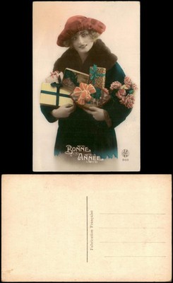 Neujahr Sylvester New Year Bonne anne Fotokunst schöne Frau France 1922