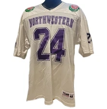 VINTAGE NORTHWESTERN WILDCATS #24 ROSE BOWL WHITE JERSEY  SZ XL 48  NICE SHAPE