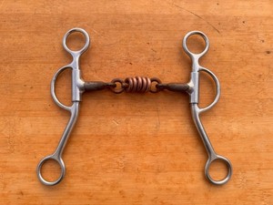 Loomis Shank Western Horse Bit w 3 Piece Dog Bone Mouth & Copper Rollers ~ 5"