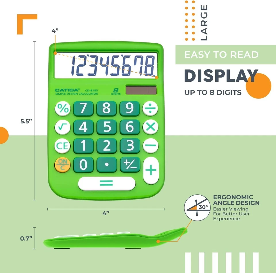 Desktop Calculator 8 Digit Solar Power LCD Display Big Buttons Office Home Sc... - Image 4 of 4