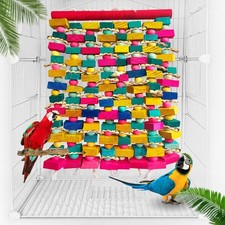 WQY Extra Large Macaw Bird Toy - Multicolored Wooden Blocks for Large Parrots