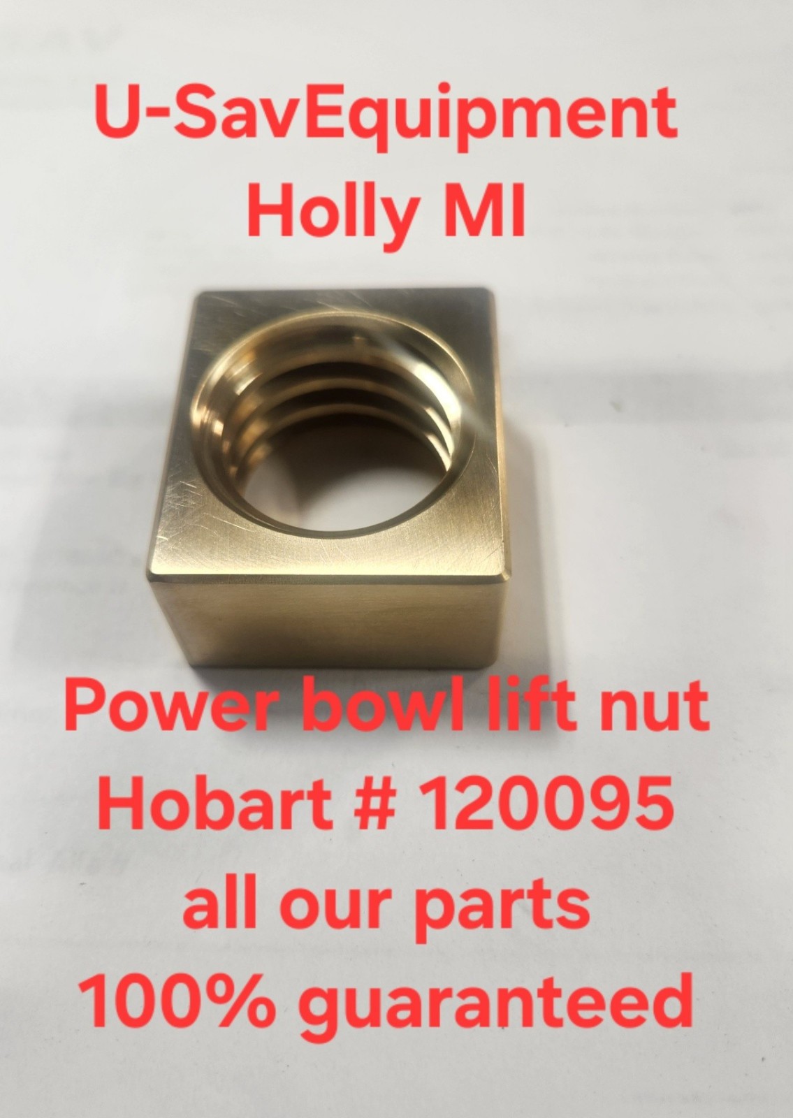 Power Bowl Lift Nut Hobart Mixer H600; P660; L800 Part #120095