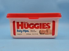 Huggies Baby Wipes Vintage 1990 EMPTY Container Red Lid