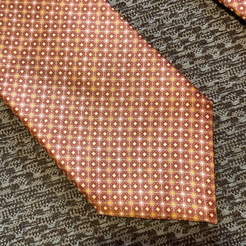 Italo Ferretti Silk Tie Orange Yellow Geometric Print Italy Made 3.25x62 - Picture 2 of 6