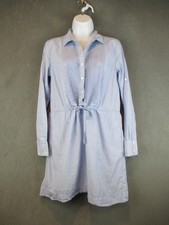 J.Crew Dress Womens XS Blue Chambray Shirt Dress Long Sleeve Drawstring Pockets