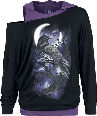 Black Premium by EMP Damen schwarzes Langarmshirt 2 in 1 Double Layer Look