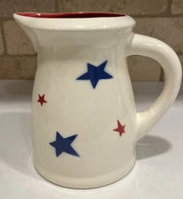 Americana Patriotic Red Blue Star Pitcher By Terramoto San Francisco 7”