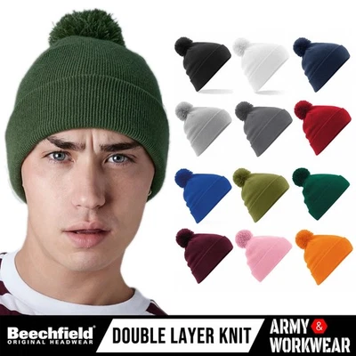 BEECHFIELD Bonnet Pompon Original À Revers Design Décontracté Voyage Noël Mode - Photo 1/4