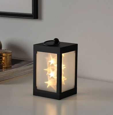 IKEA STRÅLA Battery-Operated Black LED Lantern 16cm Light Star