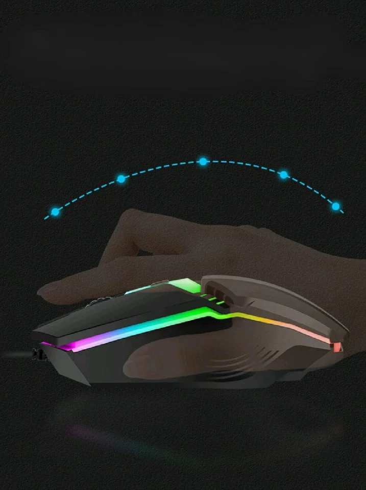 USB Wired RGB Gaming Mouse Ergonomic Optical Mouse with 3 DPI Speeds & 6 Buttons - Image 3 of 4