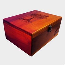 Tree of Life Large Premium Wood Keepsake Box with Hinged Lid and Metal Latch ...