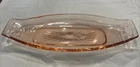 VINTAGE Etched Pink Depression Glass Relish - Asparagus - Celery - Cracker Dish